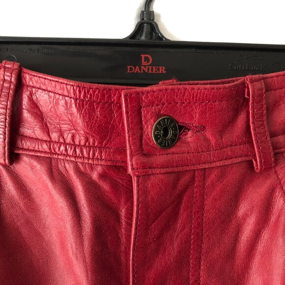 Red Danier Vintage Leather Trousers - Picture 6 of 9